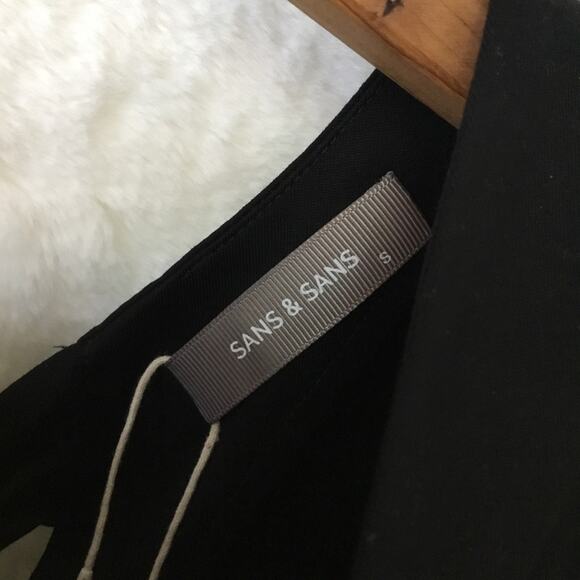 Sans & Sans Black Cap-Sleeved Dress With Tie - Picture 8 of 15